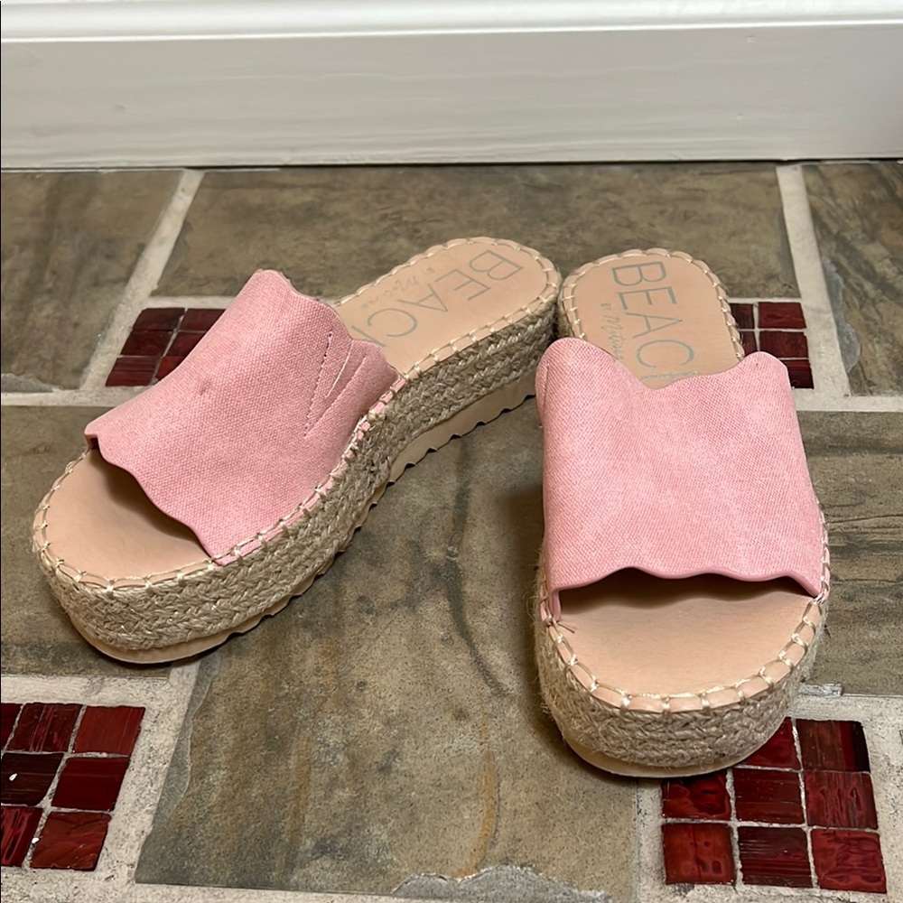 Pink Espadrille Slide Sandals